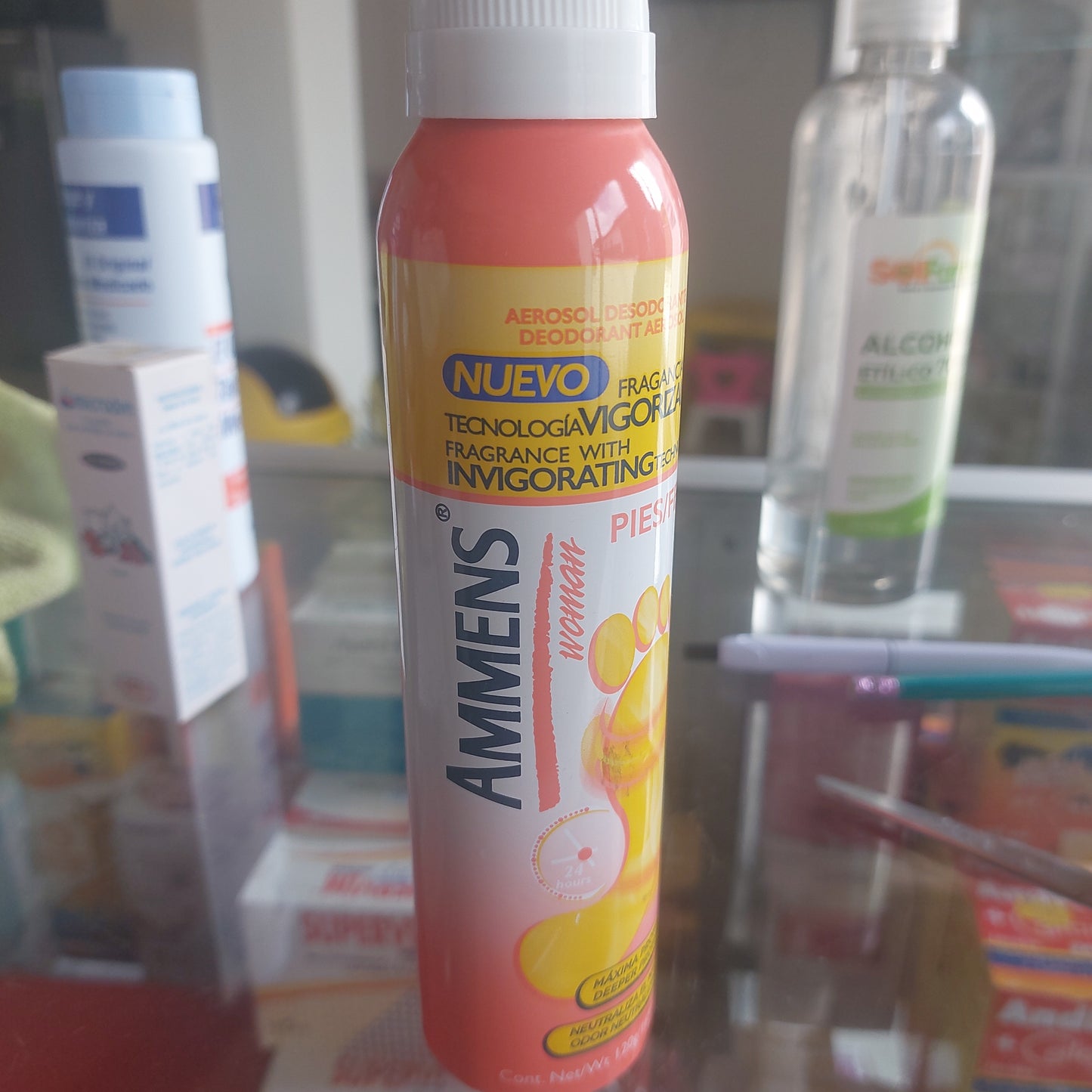 AMMENS TALCO PARA PIE naranja